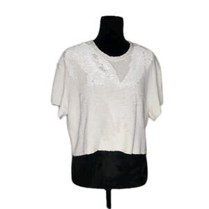 Iro Natesa Oversized Cropped Boxy Crewneck Sequin Tee White Size 36 / Small